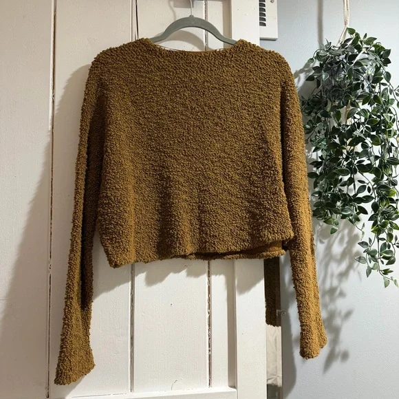 Free People V-Neck Cropped Sweater - Mustard - Picture 4 of 4